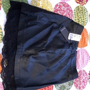 Forever 21 leather skirt with lace trim